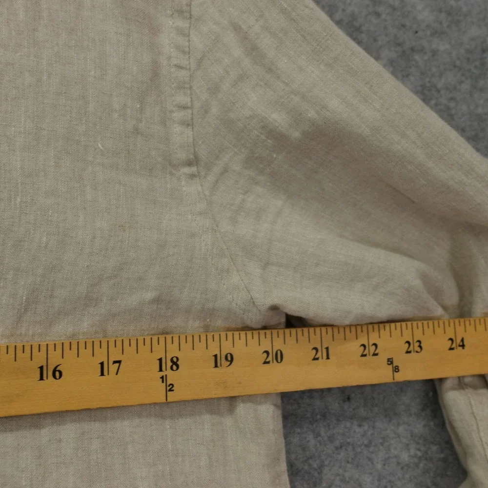 Banana Republic Mens European Linen Shirt S Oatmeal Neutral Standard Fit Summer